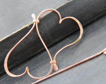 Hair slide, hair barrette, hair pin, hair stick, hair clip, infinity hearts hair slide, copper hammered hair accessories, love, hearts