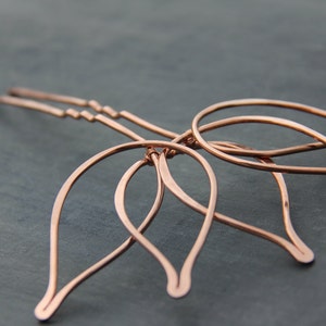 Copper hair fork "Lotus", hair stick, hair pin, metal hair fork, hair accessories, flower, nature, floral, wire wrap, metal work, hammered