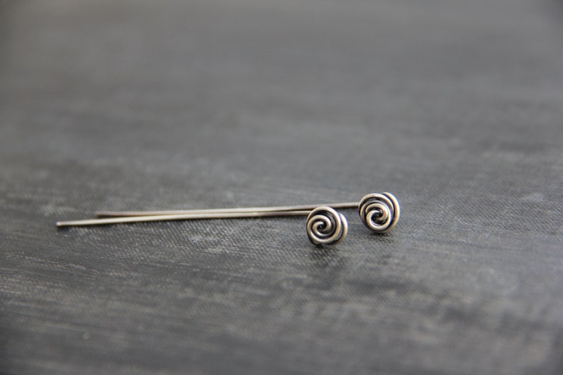 Tiny Rose Bud Long Post Stud Earrings Long Steam Rose Etsy