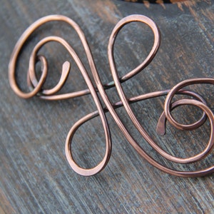 Hair slide, hair barrette, hair pin, oxidized copper hair slide &quot;Calligraphy&quot; collection, Celtic hair pin, copper hair accessorie