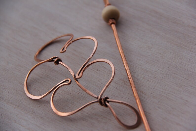 Copper and wood oak leaf hair slide hair barrette hair pin Etsy