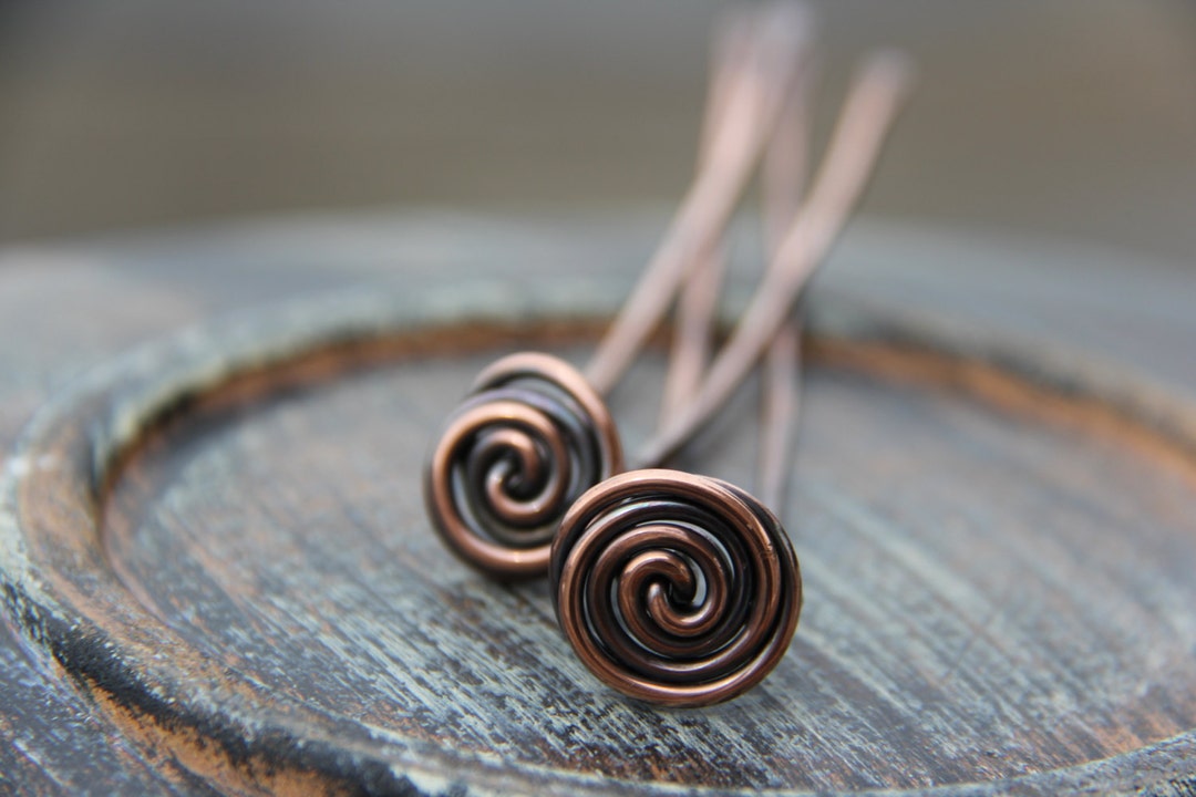 Hair Fork, Hair Pin, Hair Stick, Copper Hair Fork rose Bud, Minimalist