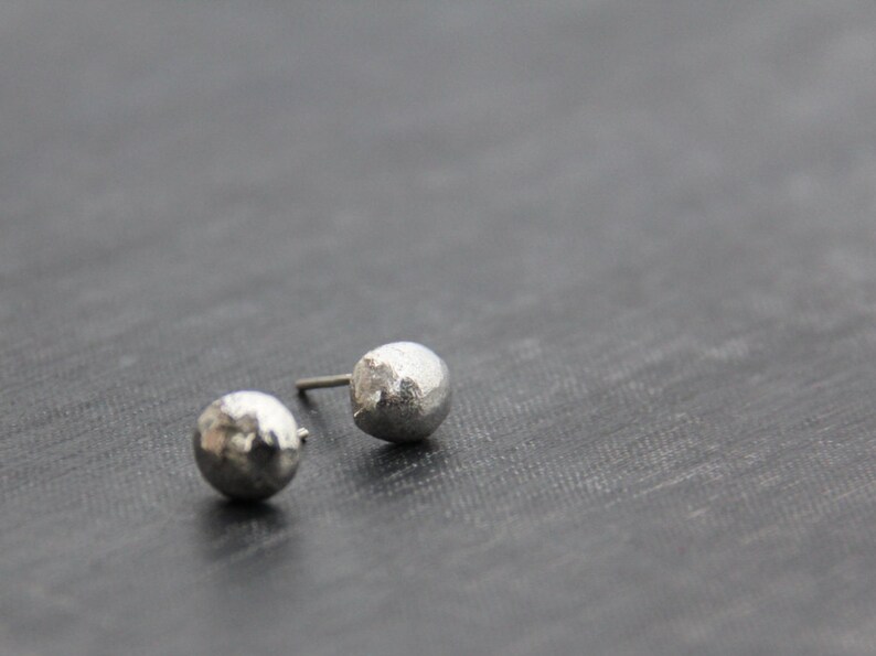 Molten Sterling Silver Pebbles Stud Earrings Small Rustic Dot - Etsy