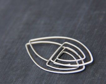 Ancient Greek Gold fill, Sterling silver, copper or bronze geometric almond shape hoop earrings, threader, minimalist earrings, triangle