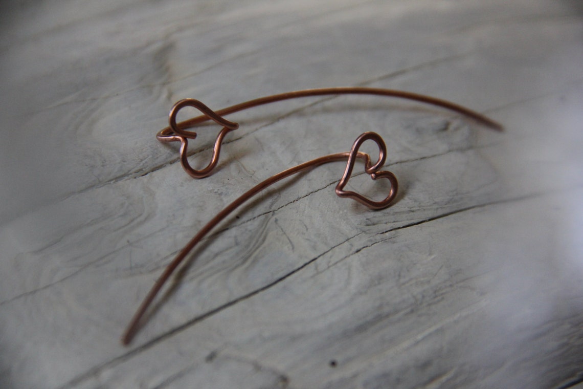 Long Post Stud Earrings Tiny Minimalist Sterling Silver Heart Etsy