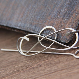 Hair slide, hair barrette, hair clip, hair pin, shawl pin, scarf pin &quot;Calligraphy&quot; collection in antique copper or German silver