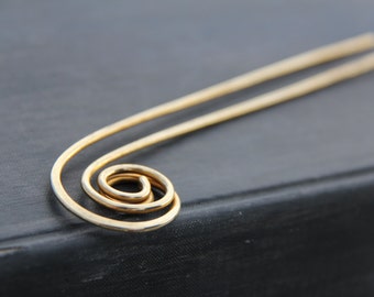 Hair fork in brass or German silver, modern hair fork "Stormy waters", hair pin, hair stick, spiral, modern, minimalist, gold, silver