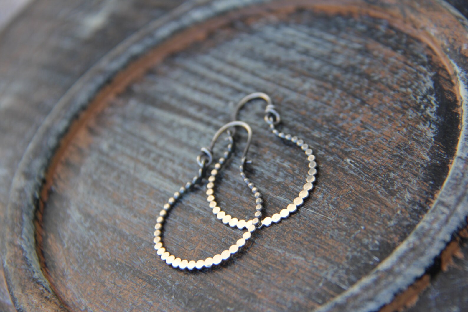 Beaded Sterling Silver Hoops Round Earrings Everyday Etsy