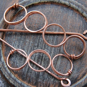 Hair slide, hair barrette, hair pin, hair stick, shawl pin, copper hair barrette &quot;Bubbles&quot;, minimalist, simple, circles, hair accessories