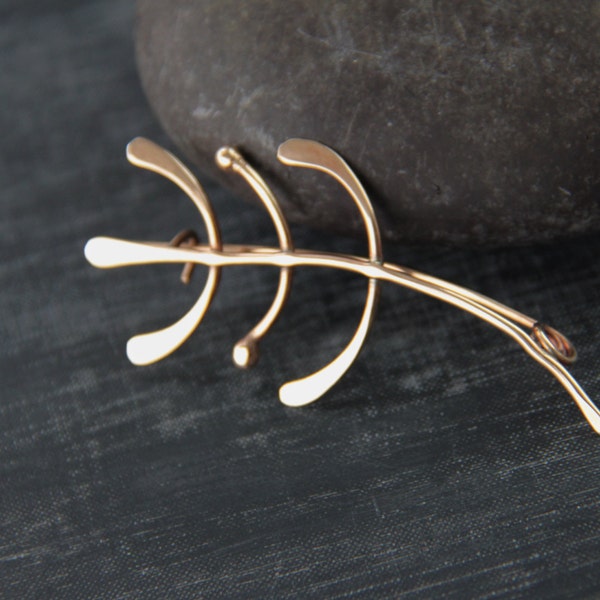 Bronze/sterling silver shawl pin, scarf pin, "Simply Botanica", brooch, sweater pin, minimalist, modern, organic,branch, gold, nature, clasp