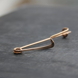 Minimalist, modern Shawl pin, scarf pin, sweater pin, brooch in bronze or German silver, metal work, hammered, simple, line, gold tone image 5
