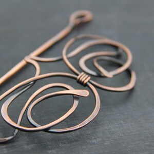 Antique copper hair slide, hair barrette, hair pin, hair clip, hair stick, modern style hair accessories, hammered, hair fork image 3