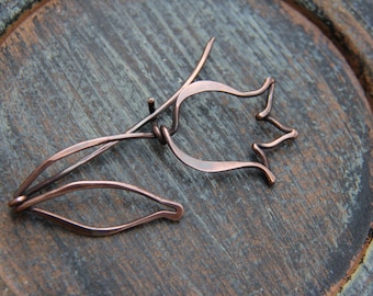 Shawl pin, scarf pin, brooch, copper shawl pin "Tulip" from "Blooming" collection, copper brooch, flower, woodland, floral