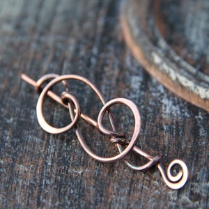 Swirly Bronze or Sterling Silver Shawl Pin Scarf Pin Sweater 