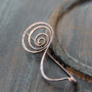 Shawl pin, scarf pin, brooch, textured copper spiral shawl pin &quot;Sun Rays&quot;, cardigan clasp, sweater pin
