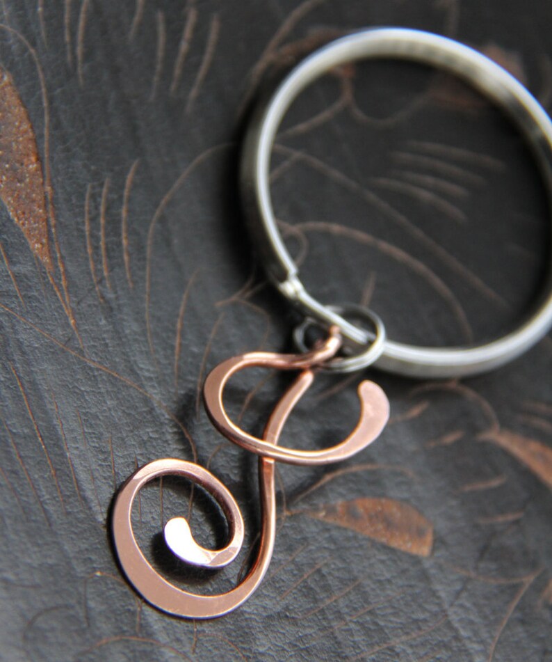 Keychain Cursive Personalized Cursive Letter Key Chain, Metal Key Holder, Wire Wrap ...