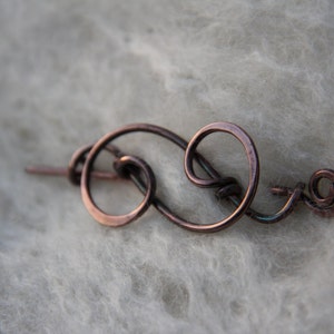 Shawl pin, scarf pin, sweater pin, sterling silver or copper shawl pin Fancy swirls, silver shawl pin, copper brooch, cardigan clasp, image 5