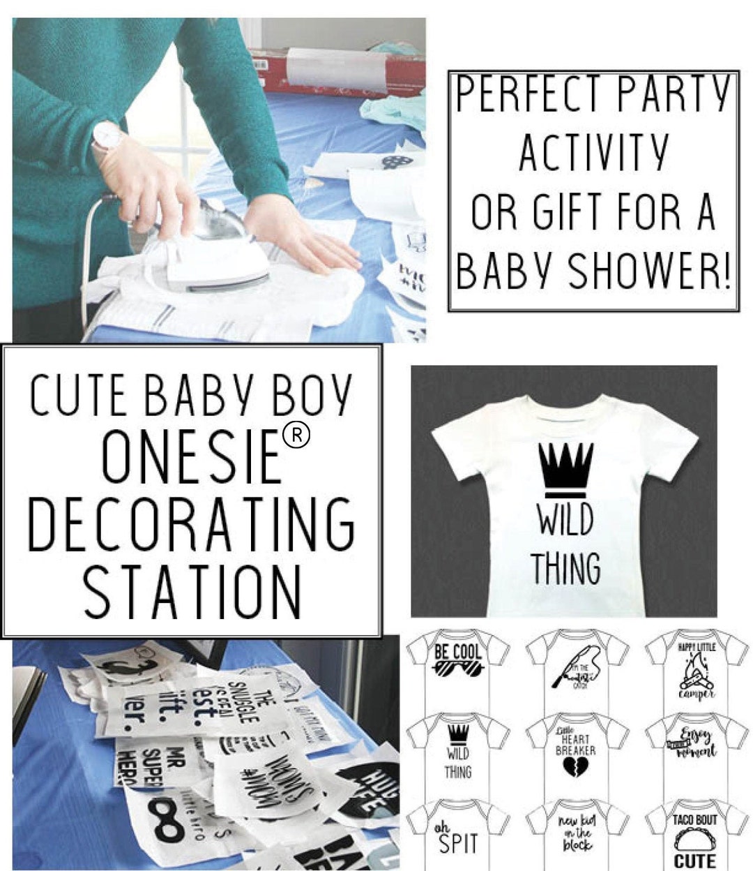 Pink Girly Baby Shower Onesie Decorating Kit, Baby Girl Onesie