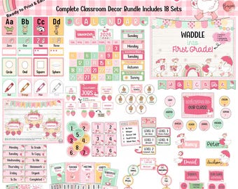 Goose class bundle featuring strawberry decor for a sweet back to school setup