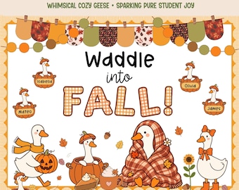 Fall Bulletin Board Kit Silly Goose Editable Autumn Classroom Decor