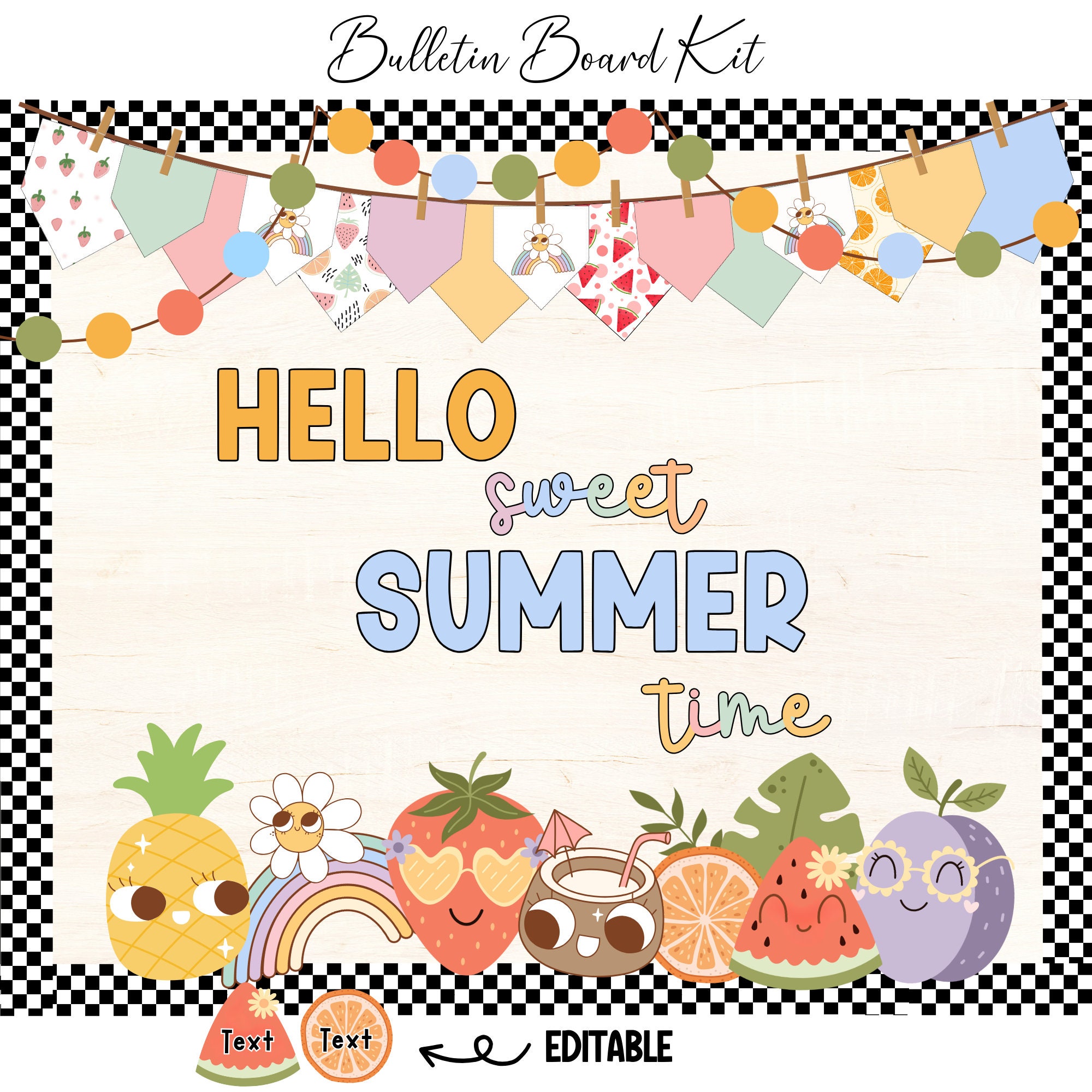 Classroom Door Decor, One in a Melon Bulletin Board Kit, Sweet Summer Time Easy Classroom