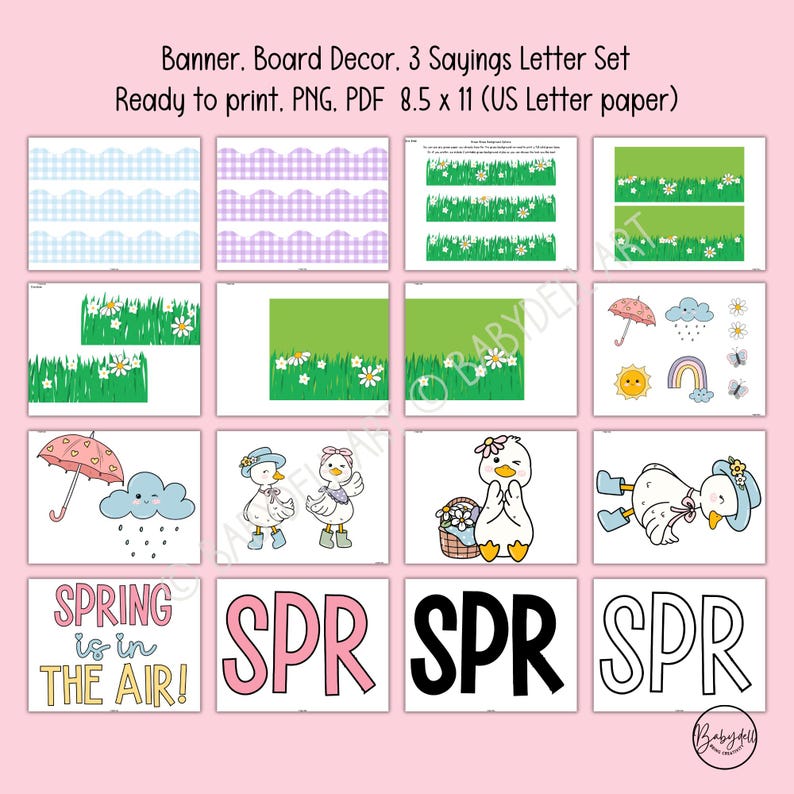 Spring Bulletin Board Kit Printable Goose Classroom Decor School Door ...