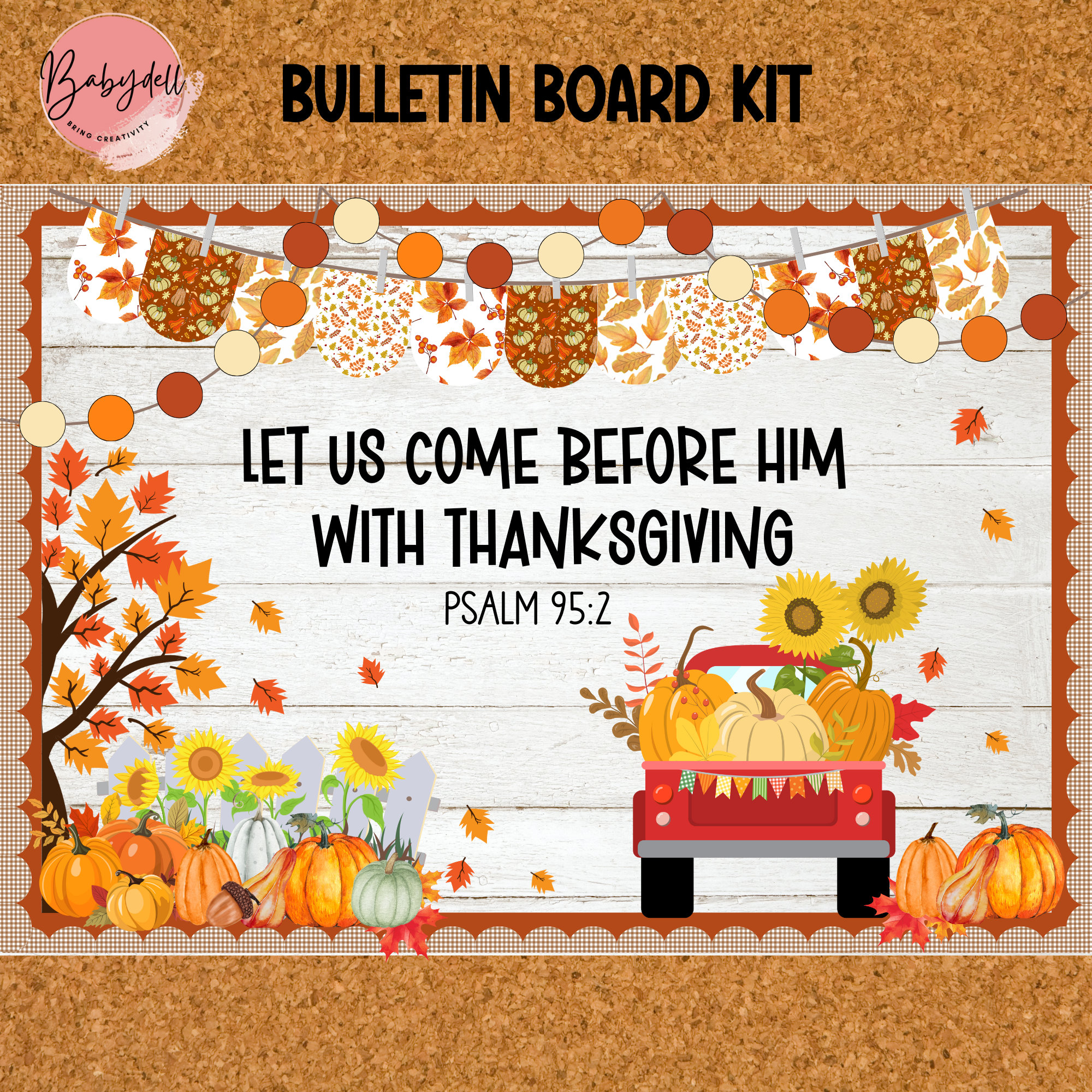 druckbares thanksgiving bulletin board kit mit bibelvers für ein