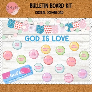 God&#39;s Conversation Hearts Bulletin Board: Valentine&#39;s Day Classroom Decor (Digital Download)