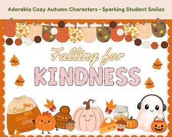 Editable Fall Bulletin Board Kit Kindness Classroom Decor Printable Autumn Pumpkin Teacher Display