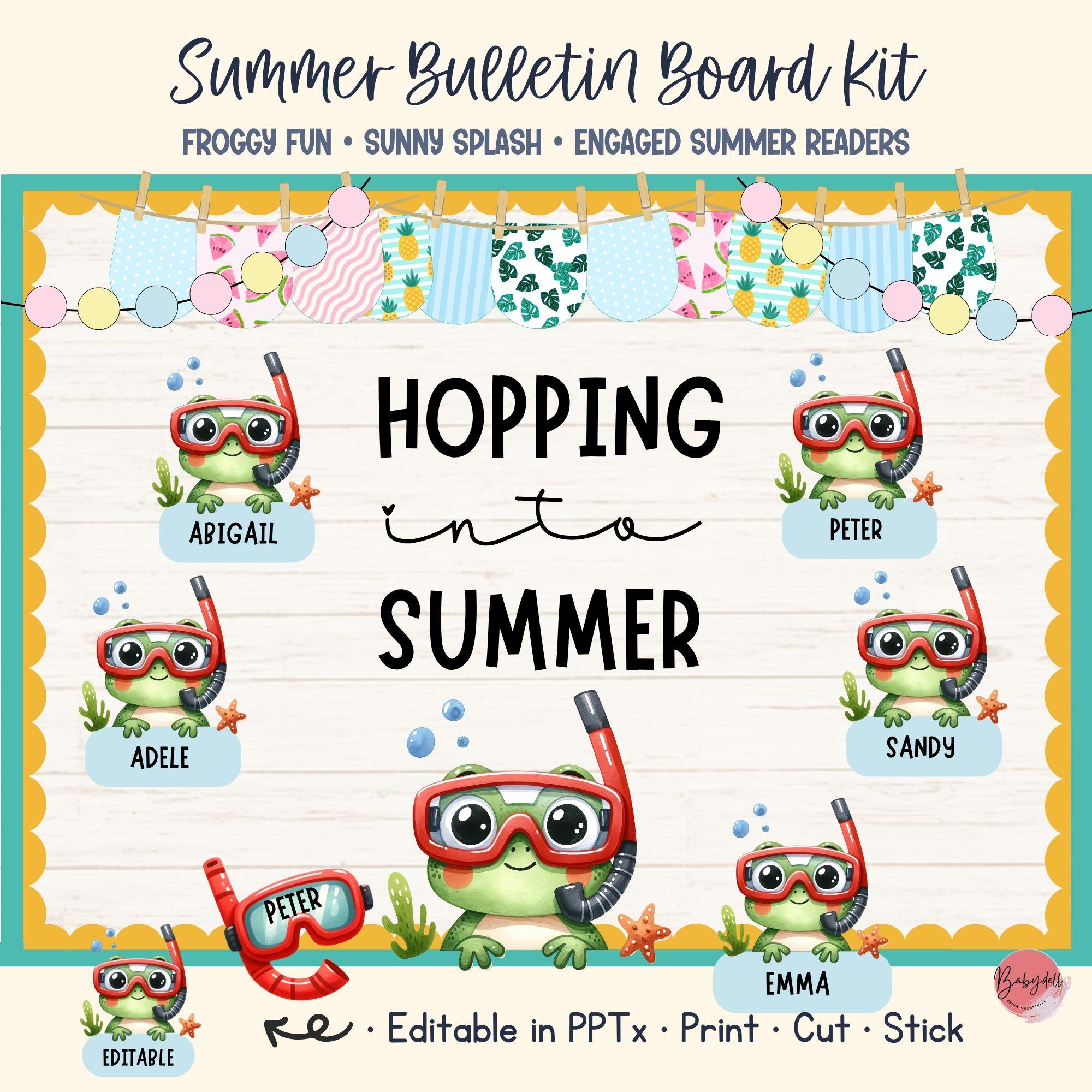 Frog Summer Decor Bulletin Board Kit Hopping Into Summer Classroom Door ...