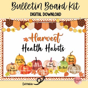 Fall Bulletin Board Kit: Pumpkin Decor, Healthy Habits SEL Display