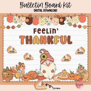 Thanksgiving Gnome Bulletin Board Kit - Fall Classroom Decor (Digital Download)