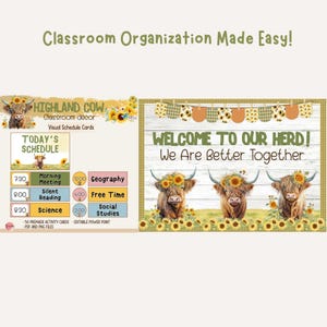Highland Cow Classroom Decor Bundle Modern Farmhouse Theme Editable ...