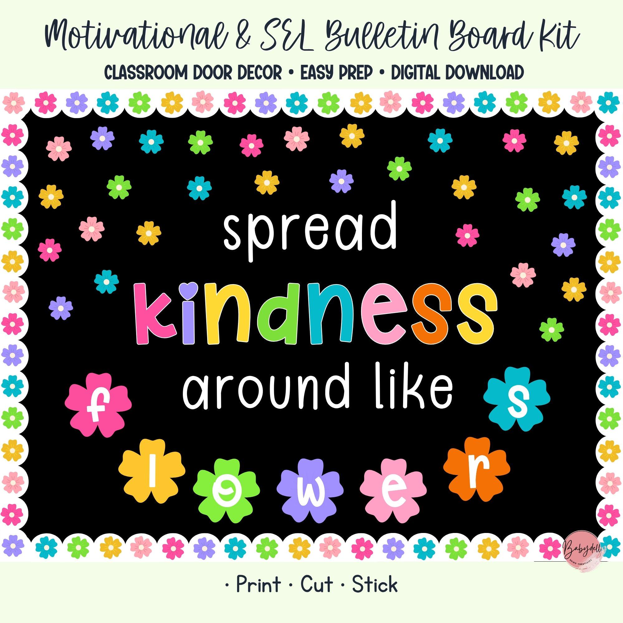 Spring Bulletin Board Kit Kindness Classroom Decor Flower Printable - Etsy