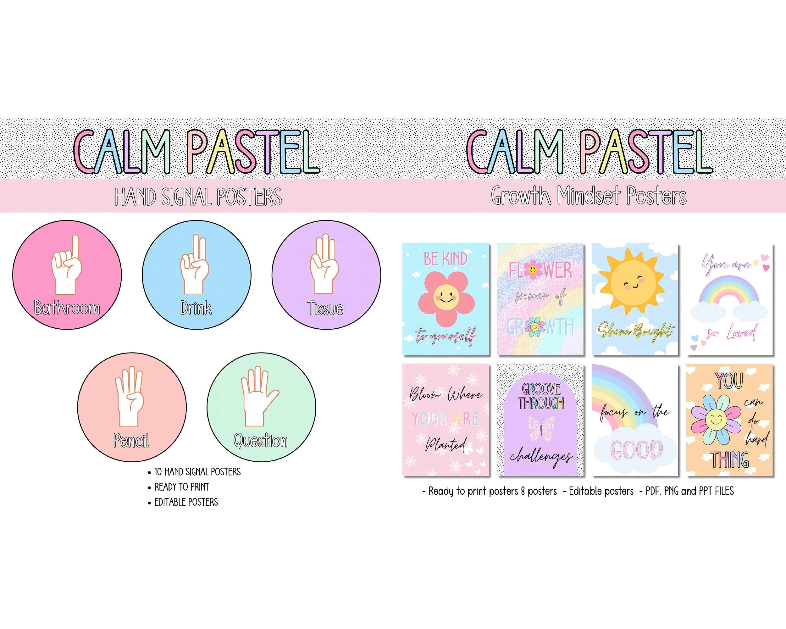 Calm Pastel Classroom Decor Bundle Editable Rainbow Theme Printable Set ...