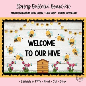 Spring Bee Bulletin Board Kit for April Classroom Door Decor