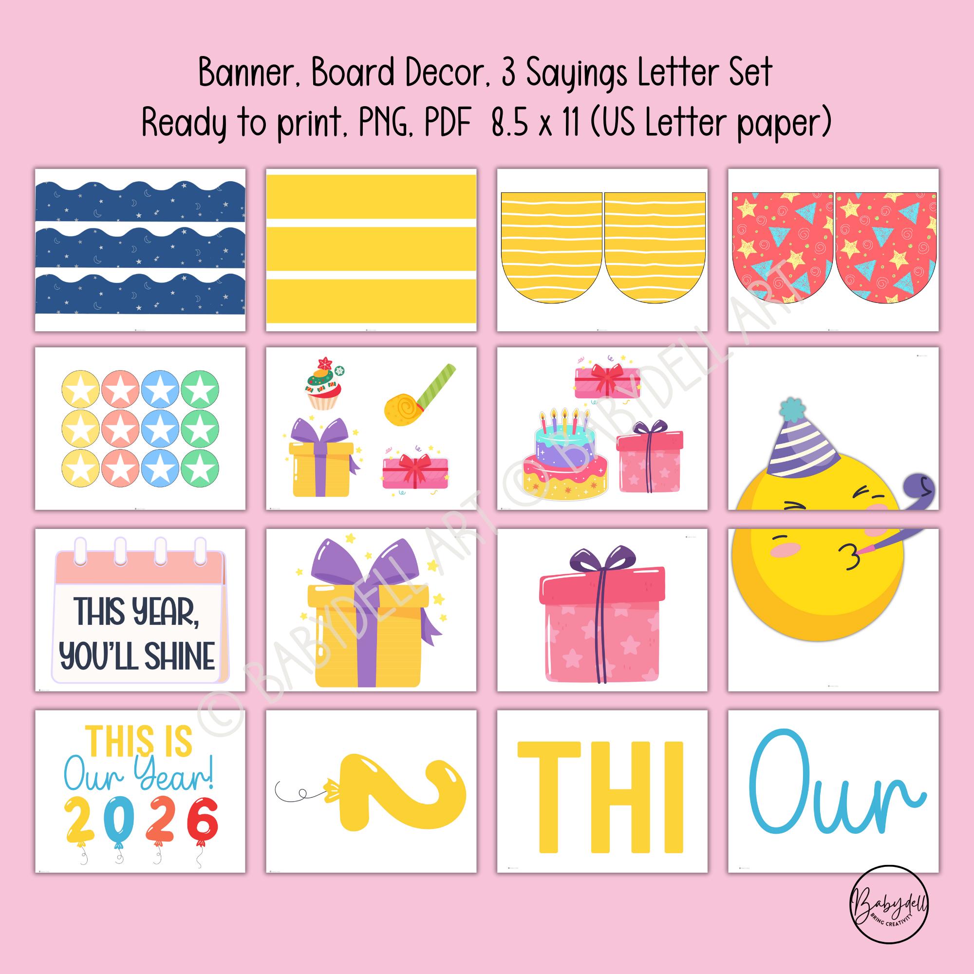 New Year 2026 Bulletin Board Kit - Motivational Classroom Door Decor ...