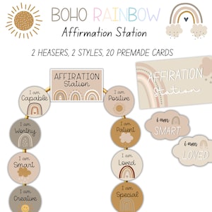 Boho Rainbow Affirmation Station Kit: Classroom Decor