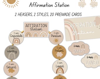 Boho Rainbow Affirmation Station Kit: Classroom Decor