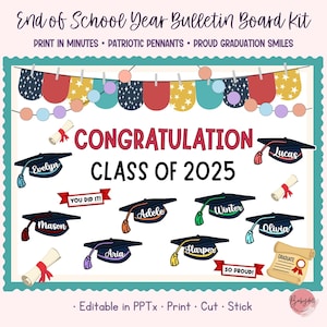 Kit de tableau de fin d'études pour la promotion 2025, décoration de classe modifiable pour la fin de l'année 2025