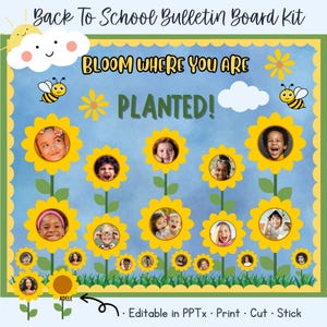 Kit de planches de tournesol pour la rentrée des classes et décoration de porte de classe au printemps