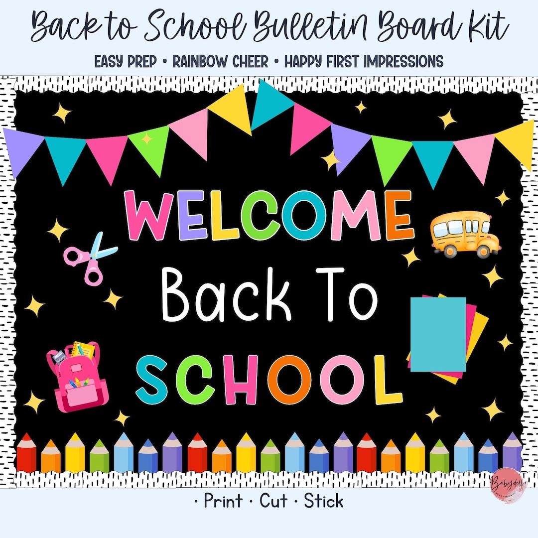 Back to School Decor Welcome Bulletin Board Kit Bright Rainbow Theme - Etsy