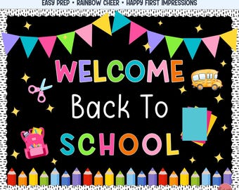 Back to School Decor Welcome Bulletin Board Kit Bright Rainbow Theme