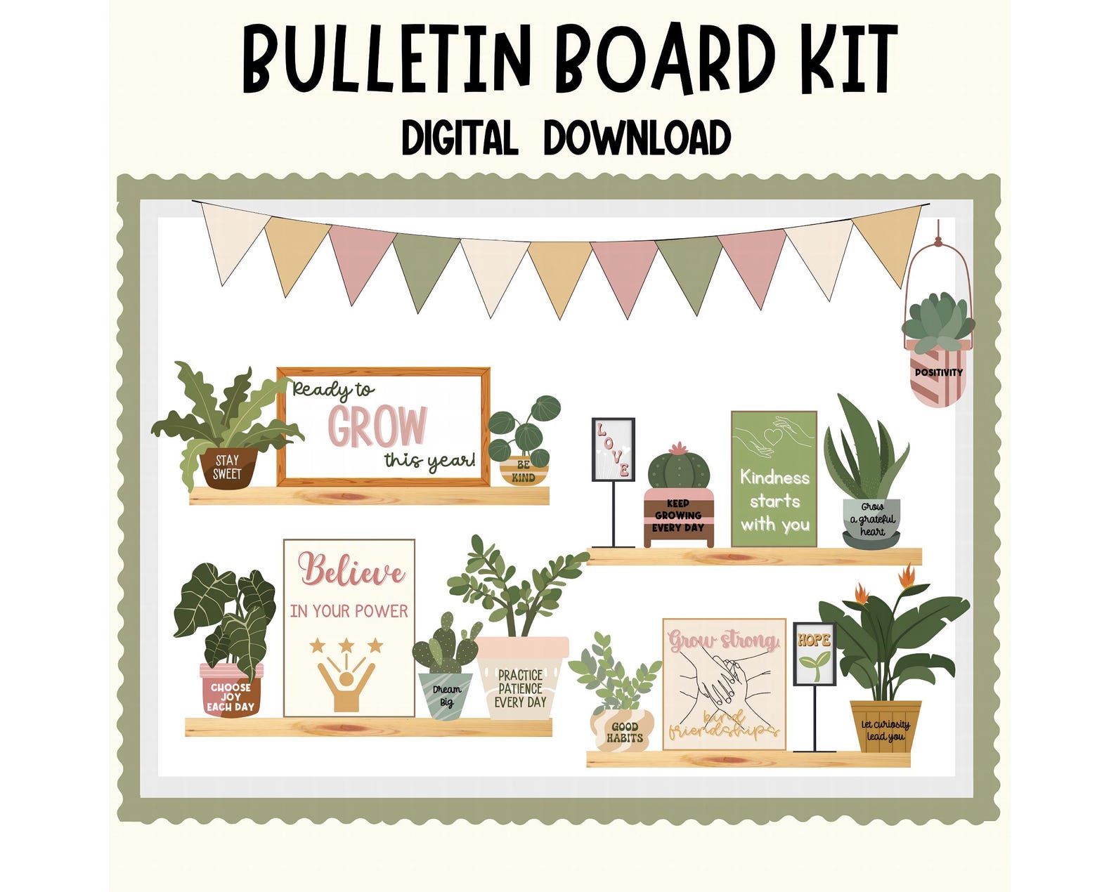 Modern Neutral Classroom Decor Bundle Boho Plant Theme Printable ...