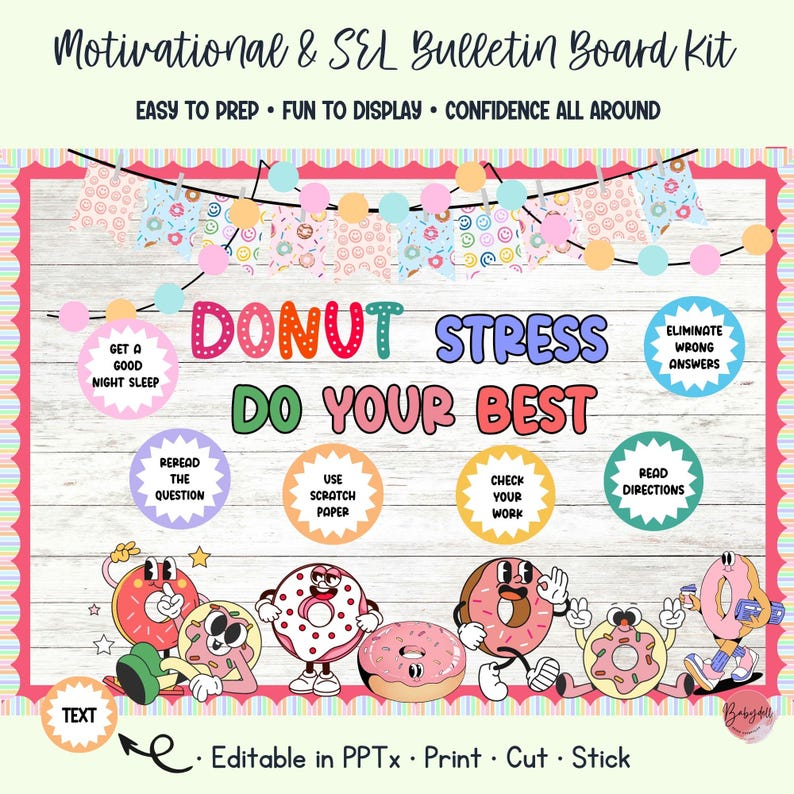 Test Prep Donut Stress Editable Classroom Motivation - Etsy