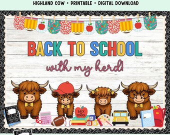 Highland Cow Back to School Bulletin Board Kit Farm Classroom Door Decor Welcome Sign