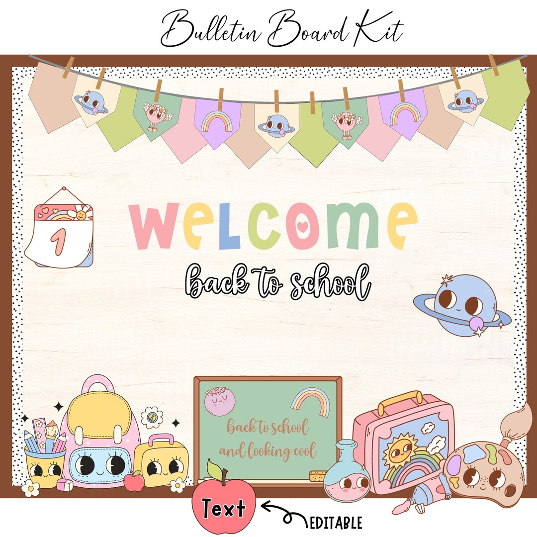 Groovy Retro Welcome Back to School Bulletin Board Kit - Classroom ...