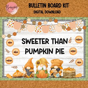 Gnome Thanksgiving Bulletin Board Kit: Bearbeitbares Herbst-Klassenzimmer-Dekor (PNG, PDF)