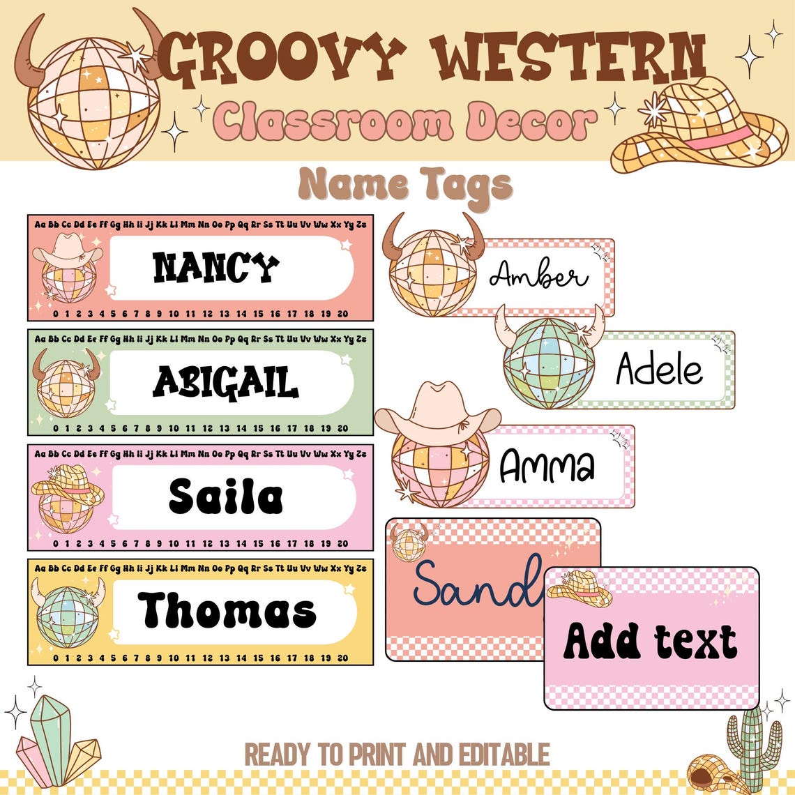 Editable Western Teacher Door Sign: Groovy Cowboy Classroom Decor ...