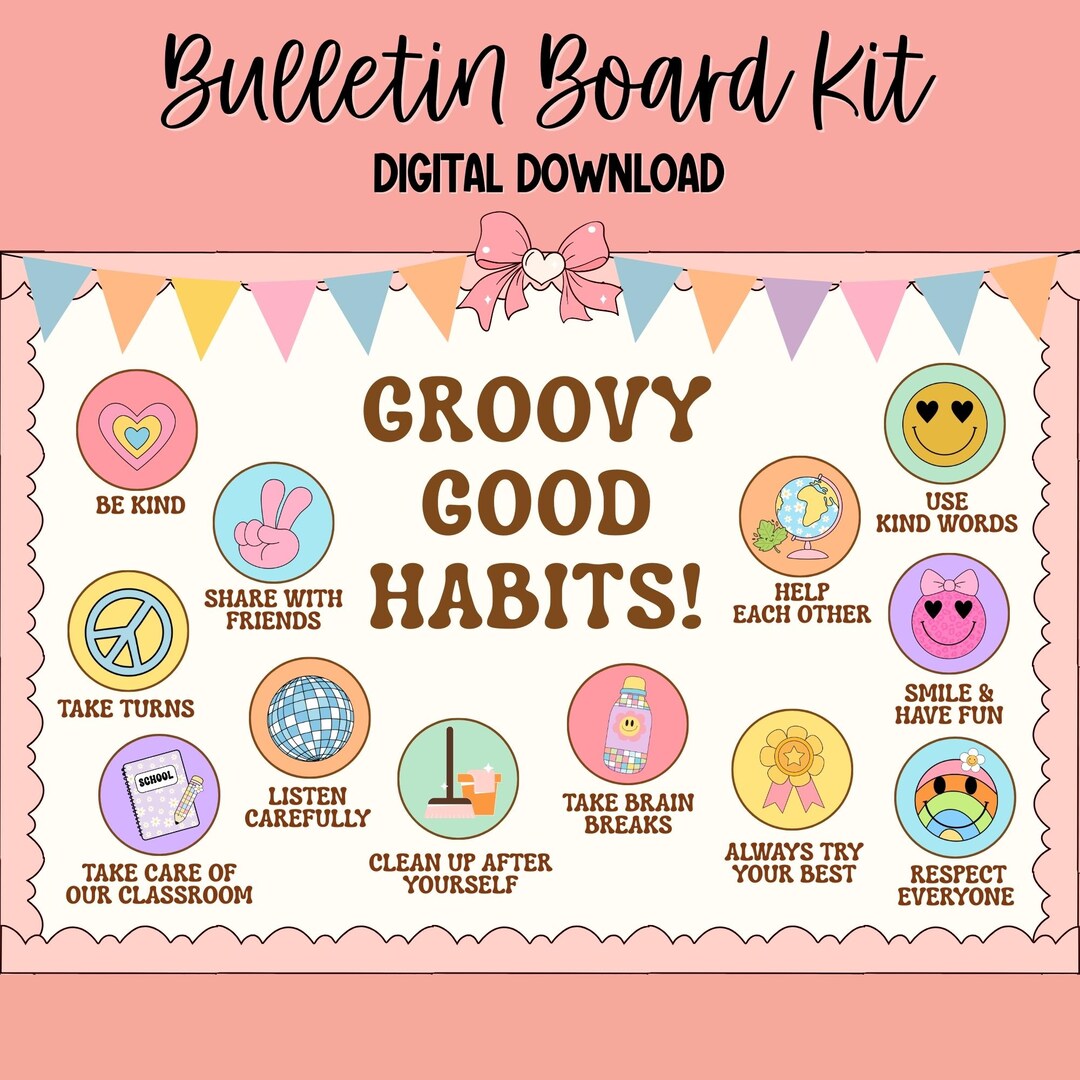 Groovy Good Habits Bulletin Board Kit for a Positive Classroom - Etsy